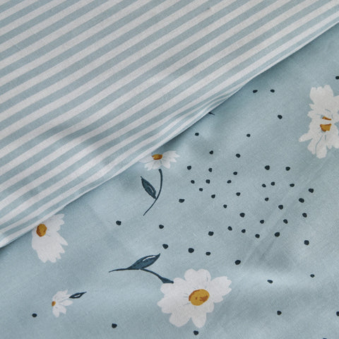 Karaca Home Daisy 100% katoenen tweepersoons dekbedovertrekset mint