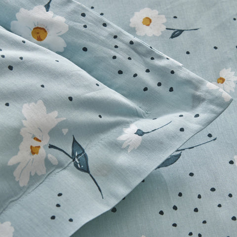 Karaca Home Daisy 100% katoenen tweepersoons dekbedovertrekset mint