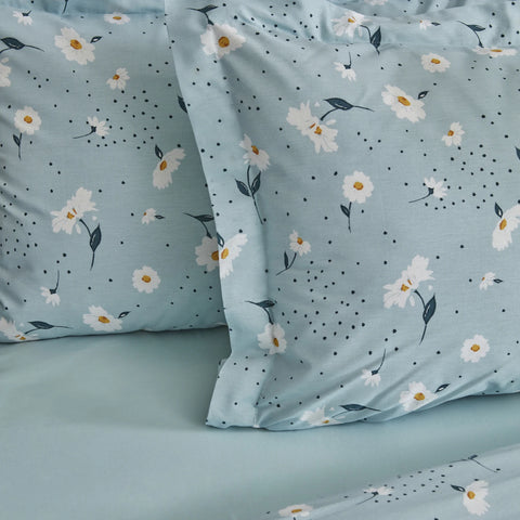 Karaca Home Daisy 100% katoenen tweepersoons dekbedovertrekset mint