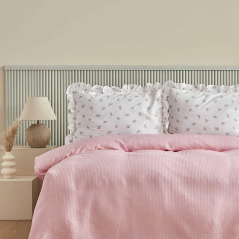 Karaca Home Lidya 100% Katoen Tweepersoons Beddeken Set - Poeder
