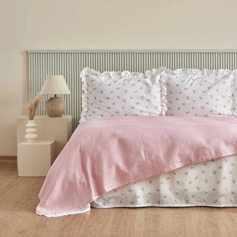 Karaca Home Lidya 100% Katoen Tweepersoons Beddeken Set - Poeder