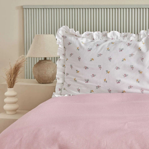 Karaca Home Lidya 100% Katoen Tweepersoons Beddeken Set - Poeder