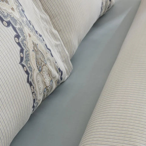 Karaca Lemy Dekbedovertrekset van 100% Katoensatijn, Tweepersoons, Blauw
