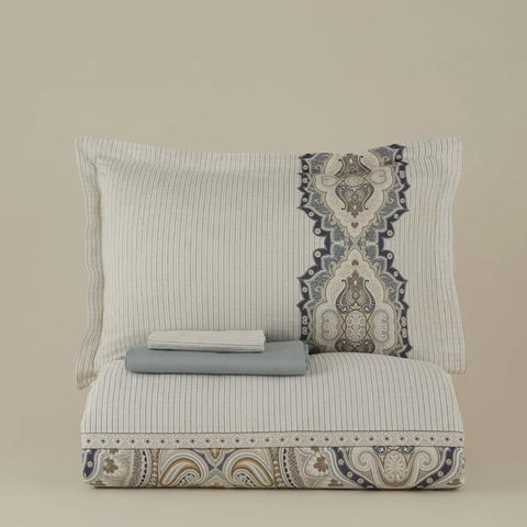 Karaca Lemy Dekbedovertrekset van 100% Katoensatijn, Tweepersoons, Blauw