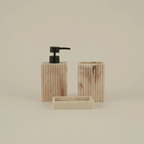 Karaca Home Pietra 3-delige Badkamer Accessoireset Wit