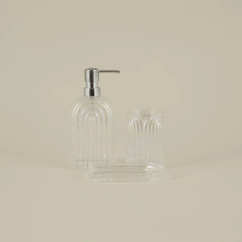 Karaca Home Lenna 3-delige badkameraccessoireset, naturel