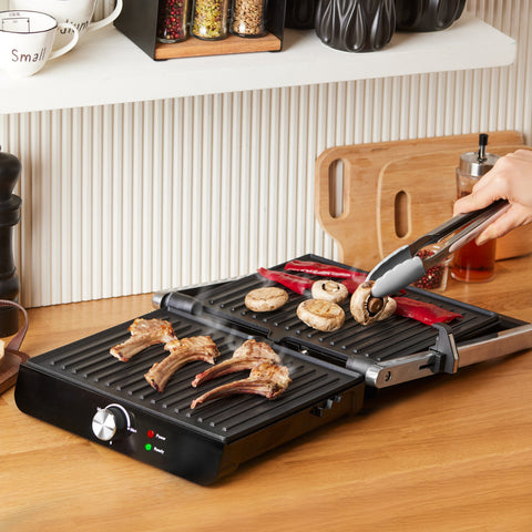 Homend Grilliant 1346H Inox-behuizing met gietijzeren platen Sandwich- en Grillmachine