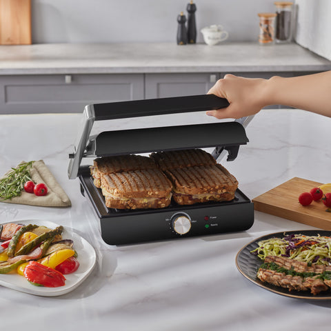Homend Grilliant 1346H Inox-behuizing met gietijzeren platen Sandwich- en Grillmachine