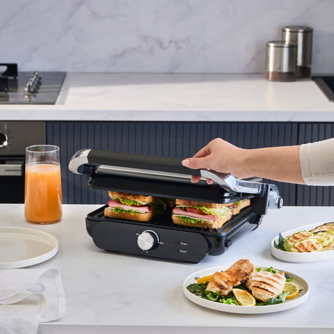 Homend Grilliant 1366H Tosti- en Grillapparaat met uitneembare gietijzeren platen en roestvrijstalen behuizing