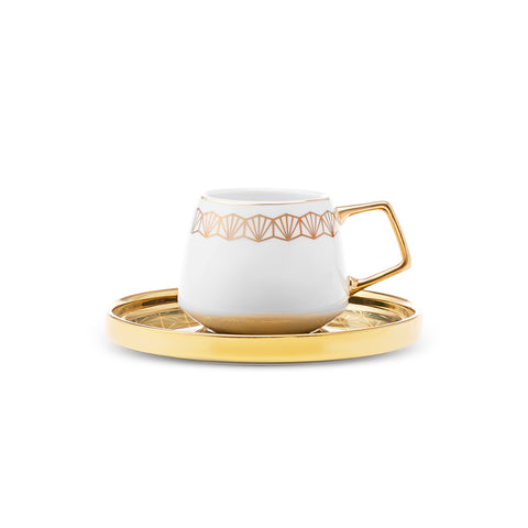 Karaca Verde 12-delige Porseleinen Espresso Turkse Koffiekopjesset voor 6 Personen, 100 ml, Multicolor