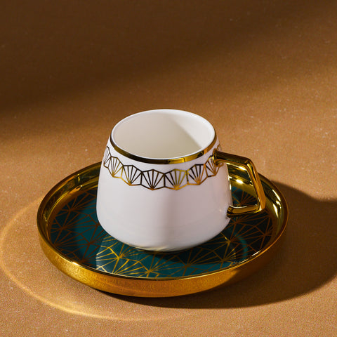 Karaca Verde 12-delige Porseleinen Espresso Turkse Koffiekopjesset voor 6 Personen, 100 ml, Multicolor