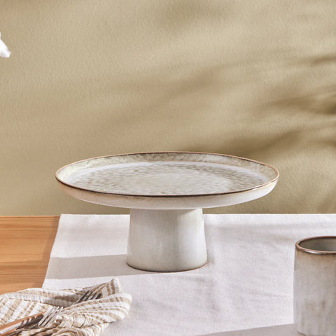 Karaca Rixton Cake Stand with Foot, 30.5 cm, Beige