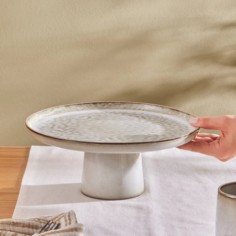 Karaca Rixton Cake Stand with Foot, 30.5 cm, Beige