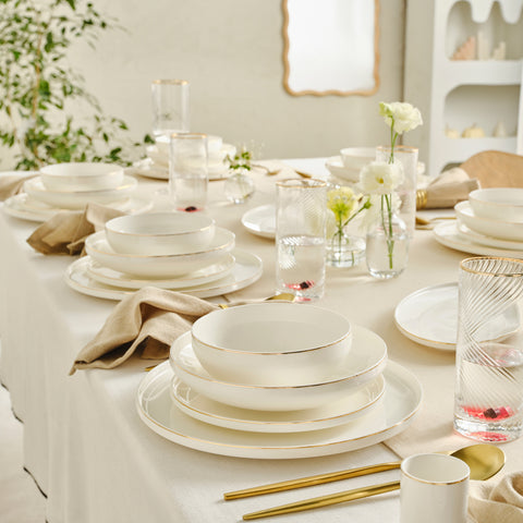 Karaca Red Carpet Collection Stream Bone Merope 53-delige 12-persoons servies set Goud