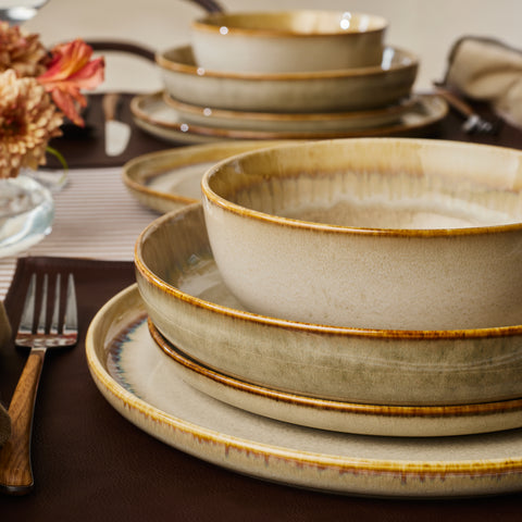 Karaca Earthy Reactive 52-Piece 12-Person Dinnerware Set