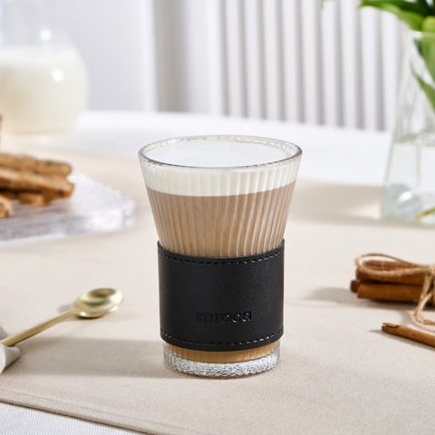 Karaca Leather Cool Touch Latte Glas 210 ML Zwart