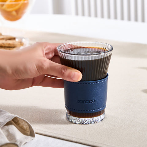 Karaca Leather Cool Touch Latte Glas 210 ML Marineblauw
