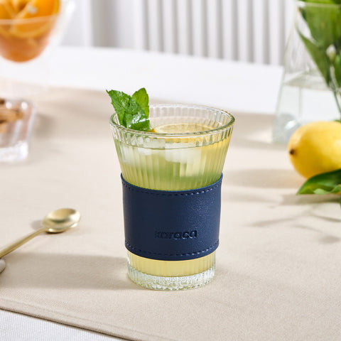 Karaca Leather Cool Touch Latte Glas 210 ML Marineblauw
