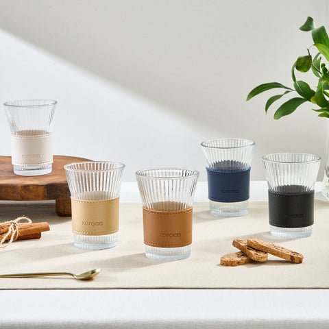 Karaca Leather Cool Touch Latte Glas 210 ML Marineblauw