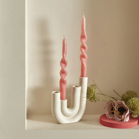 Karaca Home 2-delige Kaarsenhouder Roze