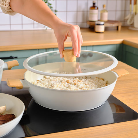 Karaca Swiss Crystal Almond Cream Induction-Based 7-Piece Cookware Set