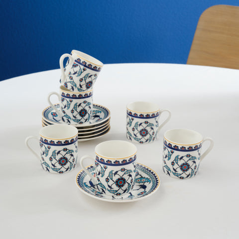 Karaca Rumi koffiekopjes set voor 6 personen, 80 ml