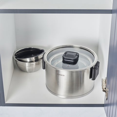 Karaca Aşiyan – 10-Piece Stainless Steel Cookware Set with Foldable Handles