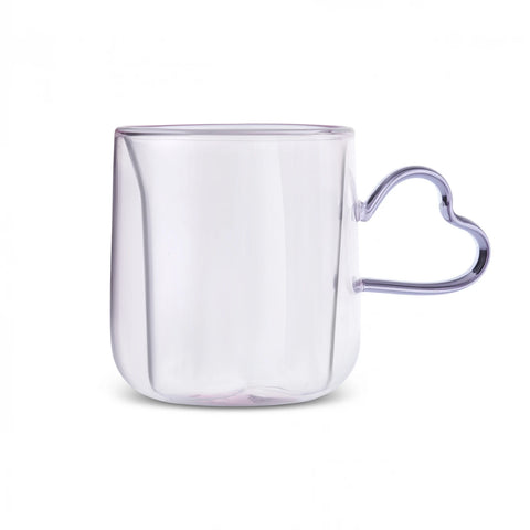 Karaca Pia Lola Dubbelwandige Glazen Mok, 300 ml, Roze