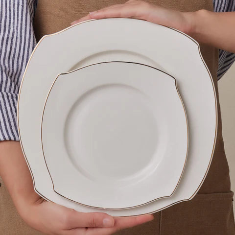 Karaca Square Bone Beyaz Altın, 53-Delig Dinerservies Voor 12 Personen
