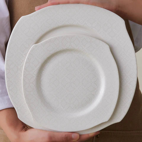 Karaca Square Bone Fancy, 53-Delig Dinerservies Voor 12 Personen