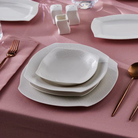 Karaca Square Bone Fancy, 53-Delig Dinerservies Voor 12 Personen