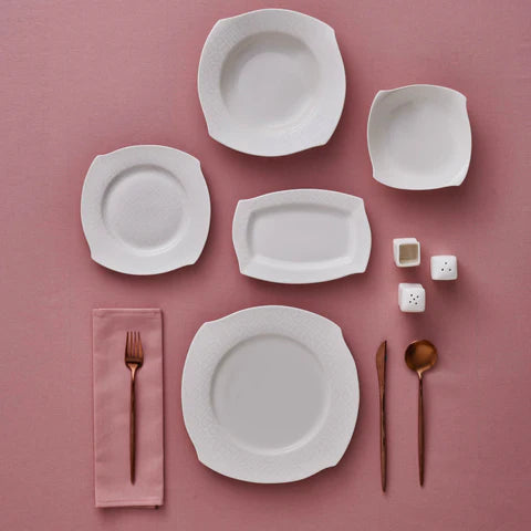 Karaca Square Bone Fancy, 53-Delig Dinerservies Voor 12 Personen