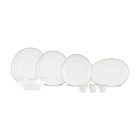 Karaca Stream Bone Middle 53-delige Eetserviesset voor 12 Personen Goud