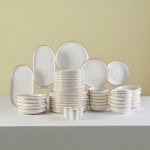 Karaca Stream Bone New Saturn 53-Piece Dinnerware Set for 12 People – Gold