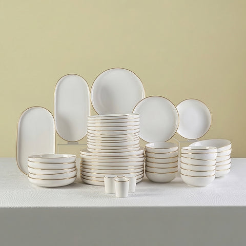 Karaca Stream Bone New Saturn 53-delig Serviesset voor 12 Personen – Goud