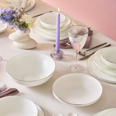 Karaca Fine Bone Meridian 55-delige Eetserviesset voor 12 Personen Platina