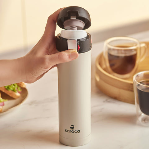 Karaca Pluton Roestvrijstalen Lekkagevrije Thermos 450 ml Crème