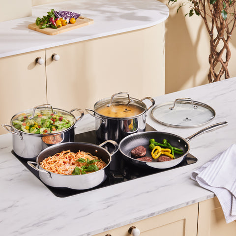 Karaca Ceramica Steel 3-Ply Stainless Steel Cookware Set  