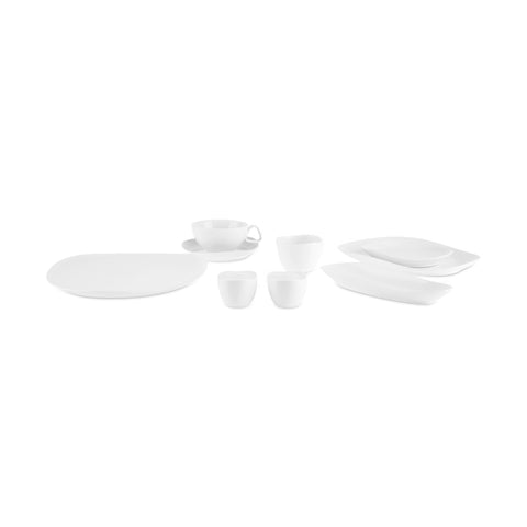 Karaca Stream Bone Middle 34-Piece Breakfast Set for 6 People – White