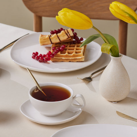 Karaca Stream Bone Middle 34-Piece Breakfast Set for 6 People – White
