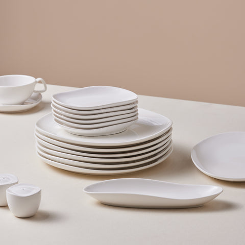 Karaca Stream Bone Middle 34-Piece Breakfast Set for 6 People – White