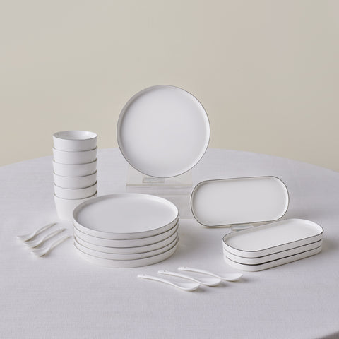 Karaca Forever Bone Bomo 22-delige Ontbijtset voor 6 Personen – Platina