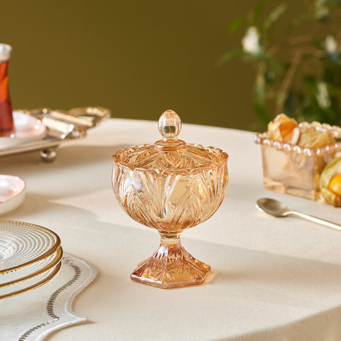 Karaca Home Barry Glass Turkish Delight Bowl, Amber
