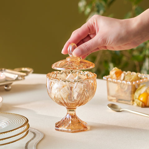 Karaca Home Barry Glass Turkish Delight Bowl, Amber