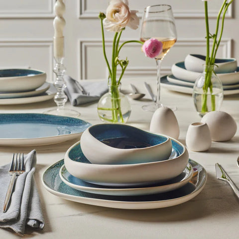 Karaca Earth Collection New Galactic Oscar Reactive Glaze 55-delige Serviesset voor 12 Personen, Multi
