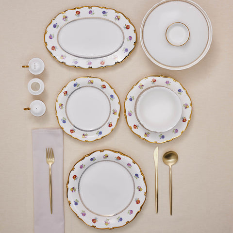 Karaca Royal Bone Diana 55-delig tafelservice voor 12 personen Goud