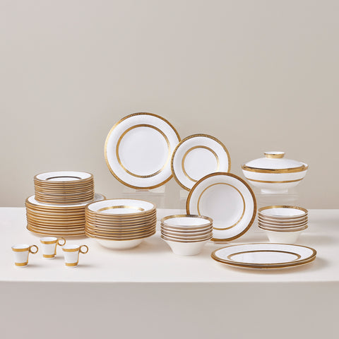 Karaca Royal Bone China Victoria 55-delige Dinnerset voor 12 Personen, Goud
