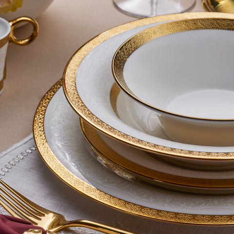 Karaca Royal Bone China Victoria 55-delige Dinnerset voor 12 Personen, Goud