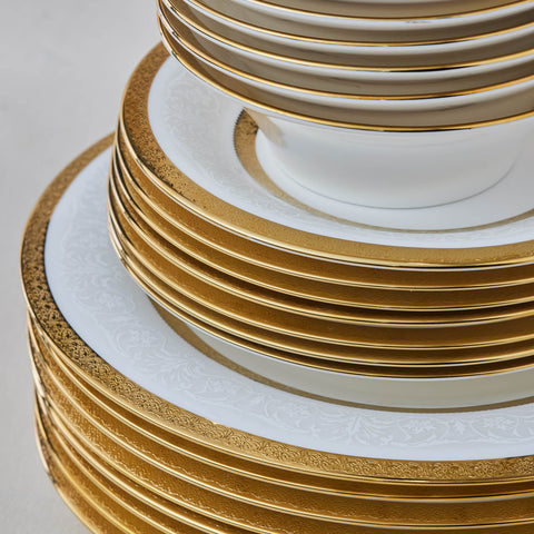 Karaca Royal Bone China Victoria 55-delige Dinnerset voor 12 Personen, Goud