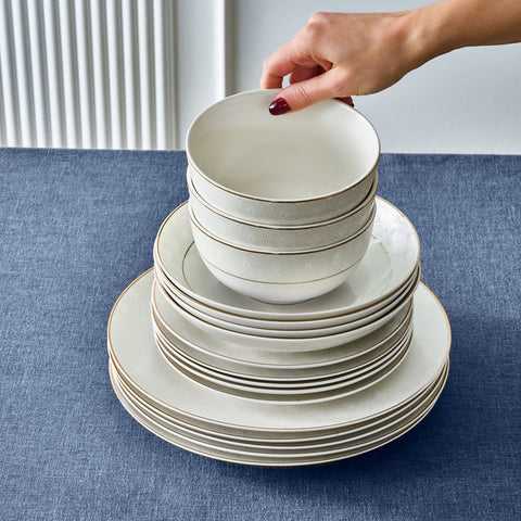 Karaca Elegance Bone Mandarin 53-delig tafelservice voor 12 personen Goud